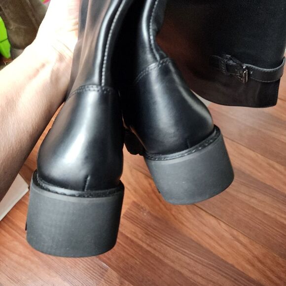 Franco Sarto Balin Leather Lug Sole Knee High Wide Calf Boots 7.5 NWT - Picture 6 of 11